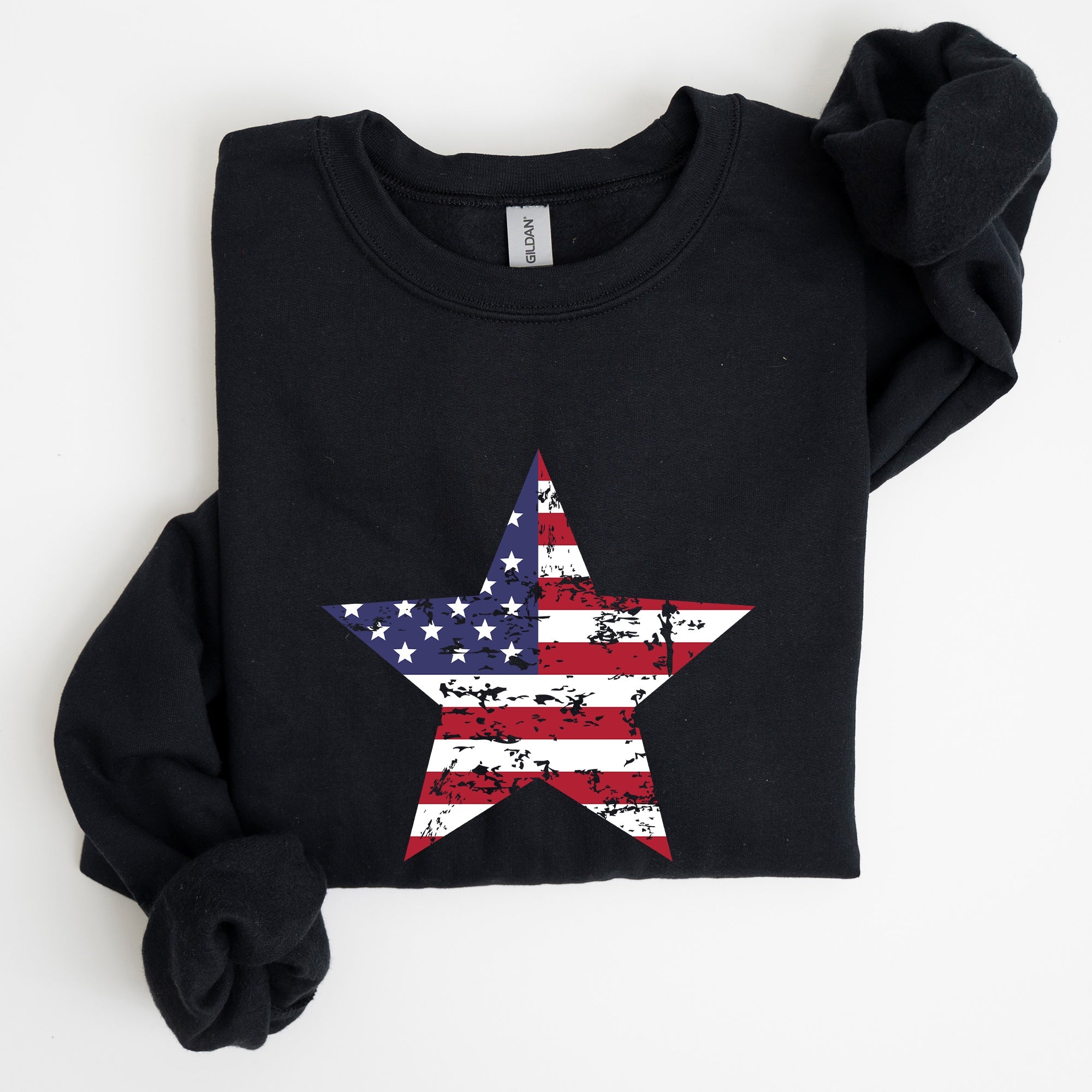 Stars And Stripes Flag Patriotic 4th Of July Graphic Design Celebration Sweatshirt