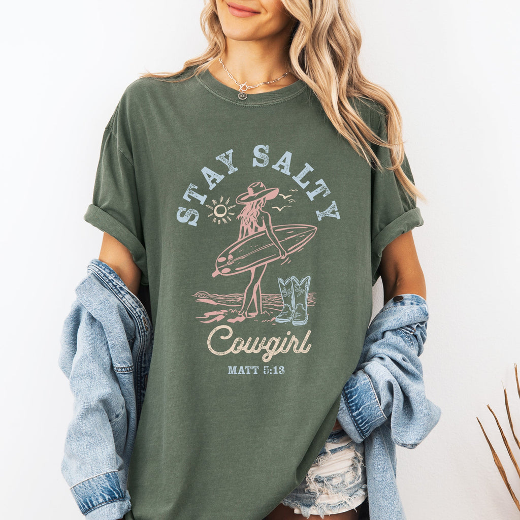 Stay Salty Cowgirl Matthew Faith Religious Gospel Beach Summer Comfort Colors Tee