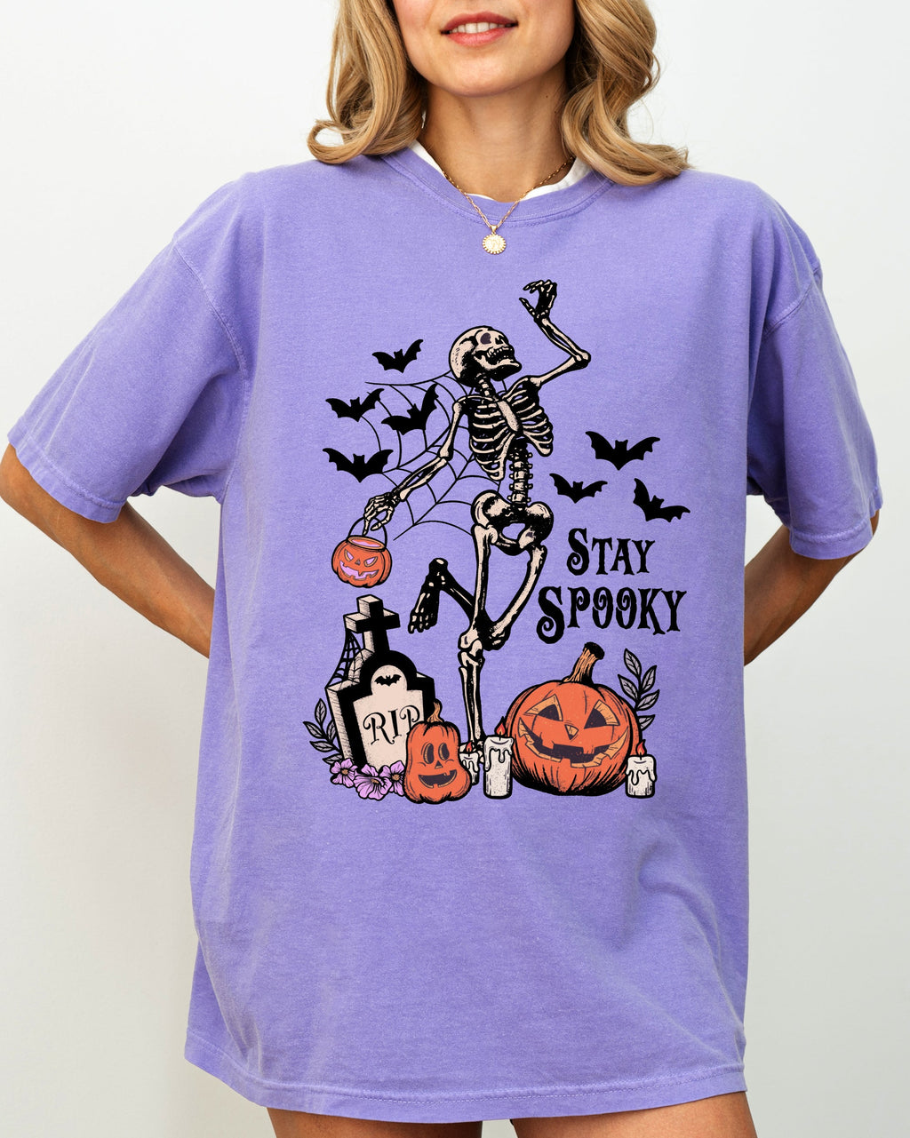 Stay Spooky Skeleton Dancing Halloween Jack-O-Lantern Edition Comfort Colors Tee