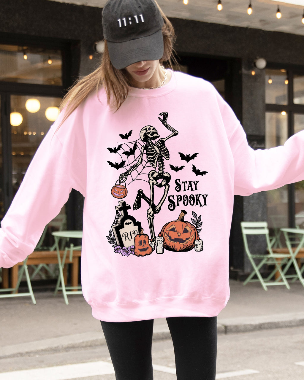 Stay Spooky Skeleton Dancing Halloween Jack-O-Lantern Night Edition Deluxe Sweatshirt