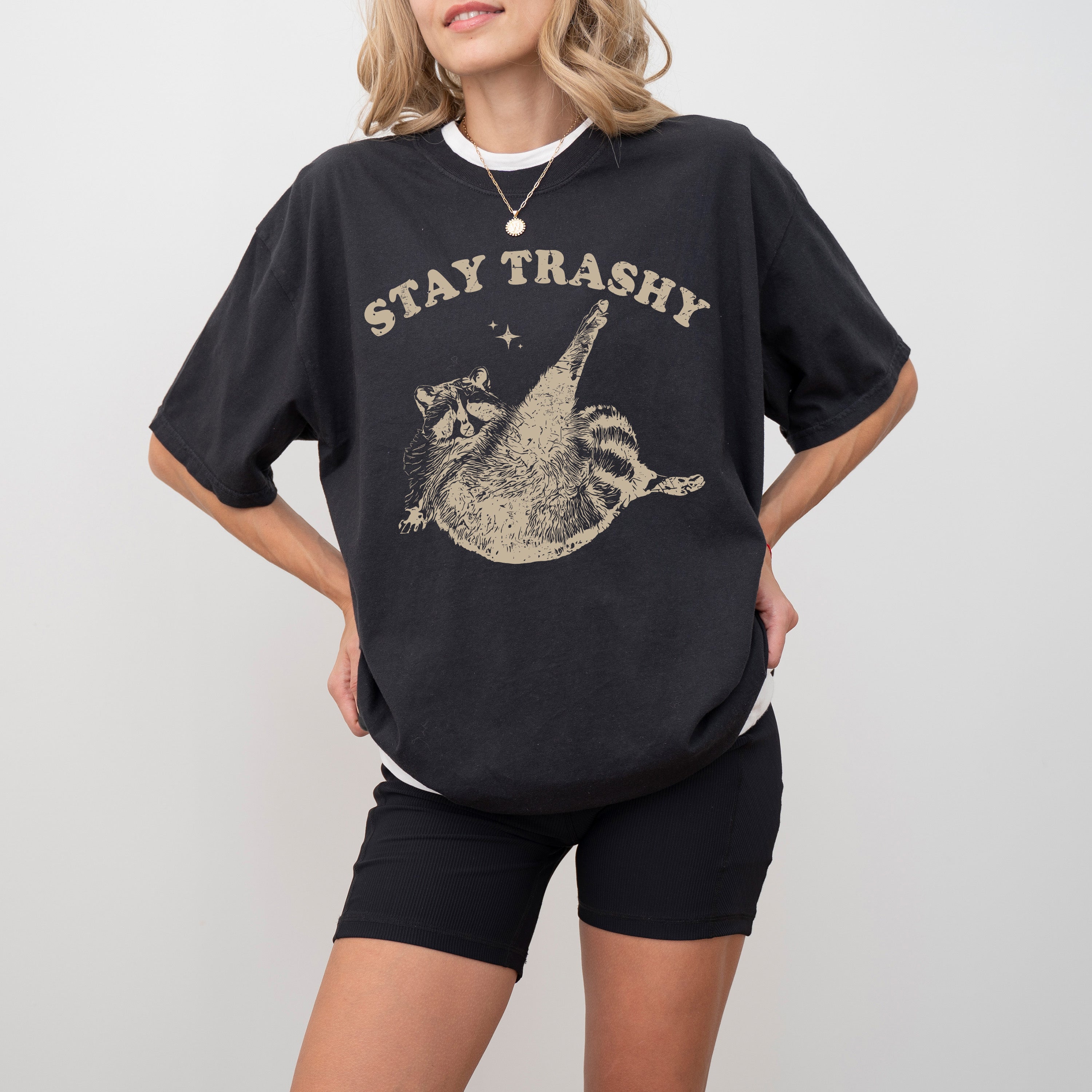 Stay Trashy Raccoon Meme Aesthetic Funny Original Artwork Edition Comfort Colors Tee