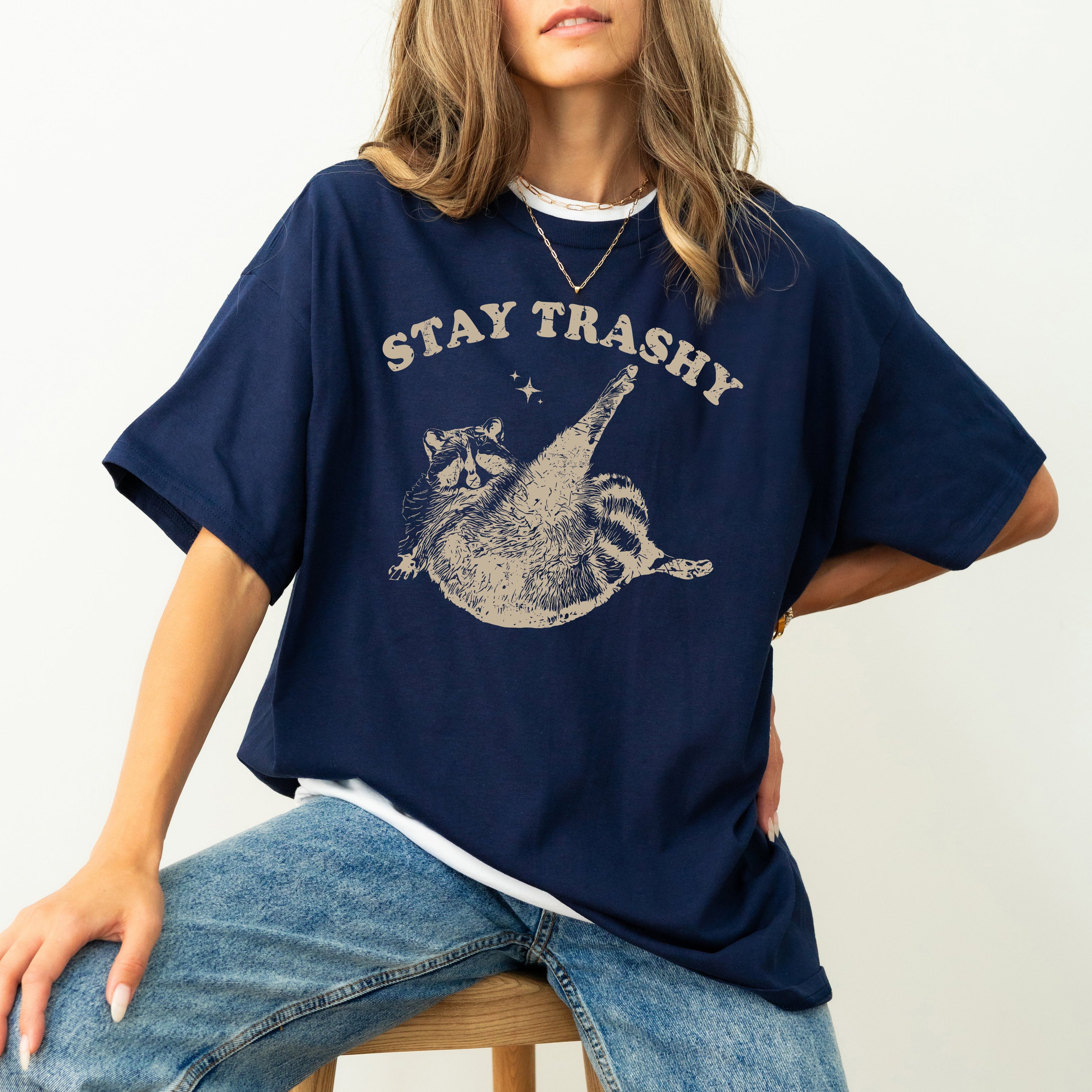 Stay Trashy Raccoon Meme Aesthetic Funny Original Artwork Edition Comfort Colors Tee