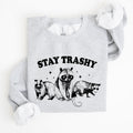 Stay Trashy Raccoon Possum Aesthetic Meme Funny Graphic Illustration Quote Pop Culture Style Sweatshirt