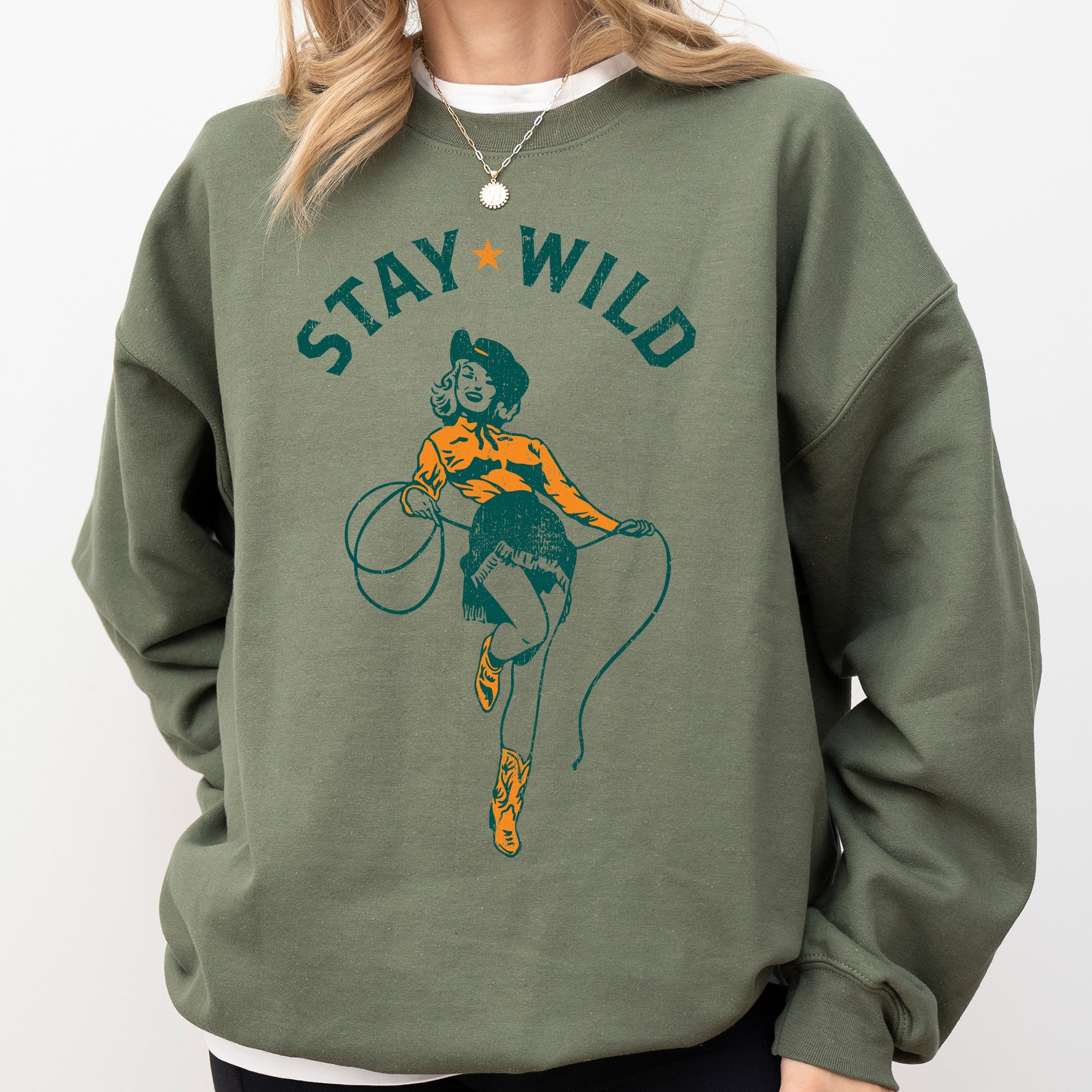Stay Wild Cowgirl Western Country Cowboy Featuring Classic Western Style Graphic Sweatshirt
