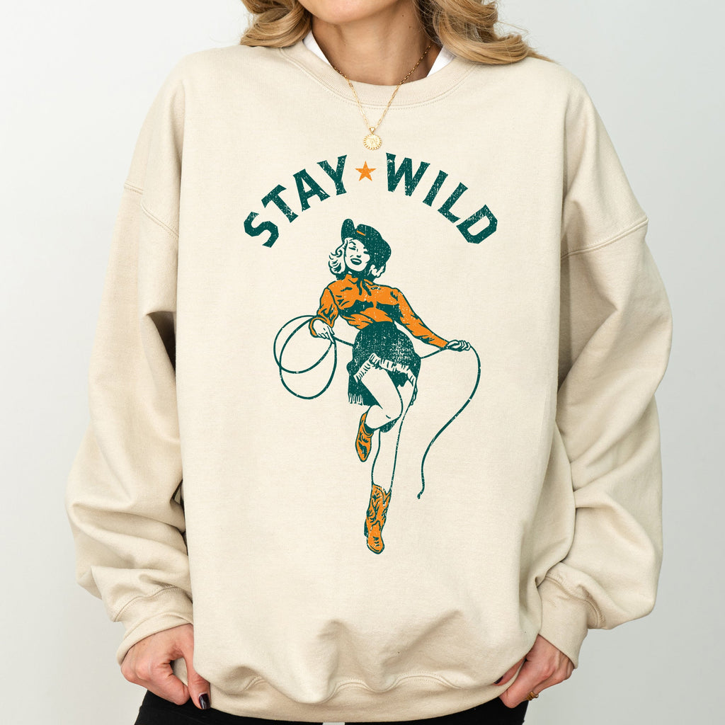 Stay Wild Cowgirl Western Country Cowboy Featuring Classic Western Style Graphic Sweatshirt
