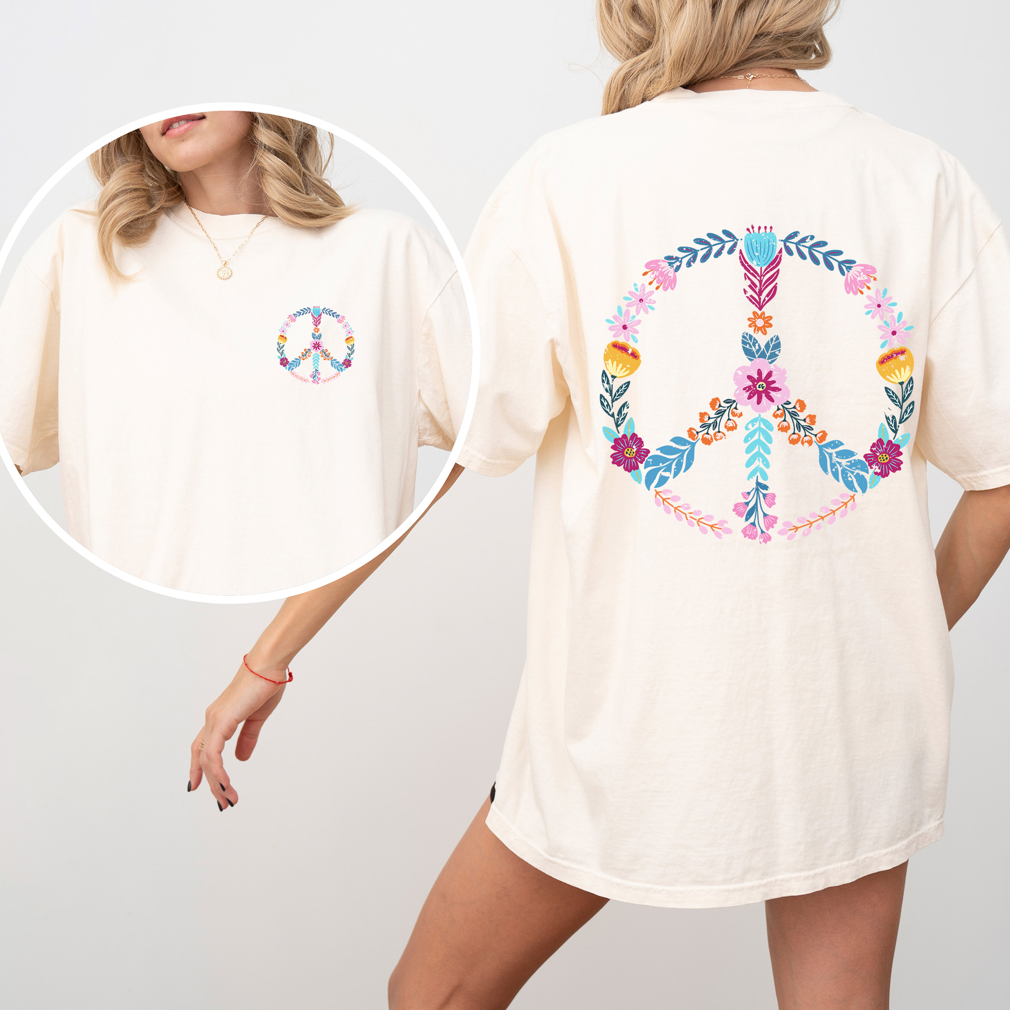 Summer Peace Floral Beachside Vibes With Positive Energy And Sunny Day Dreams Comfort Colors Tee