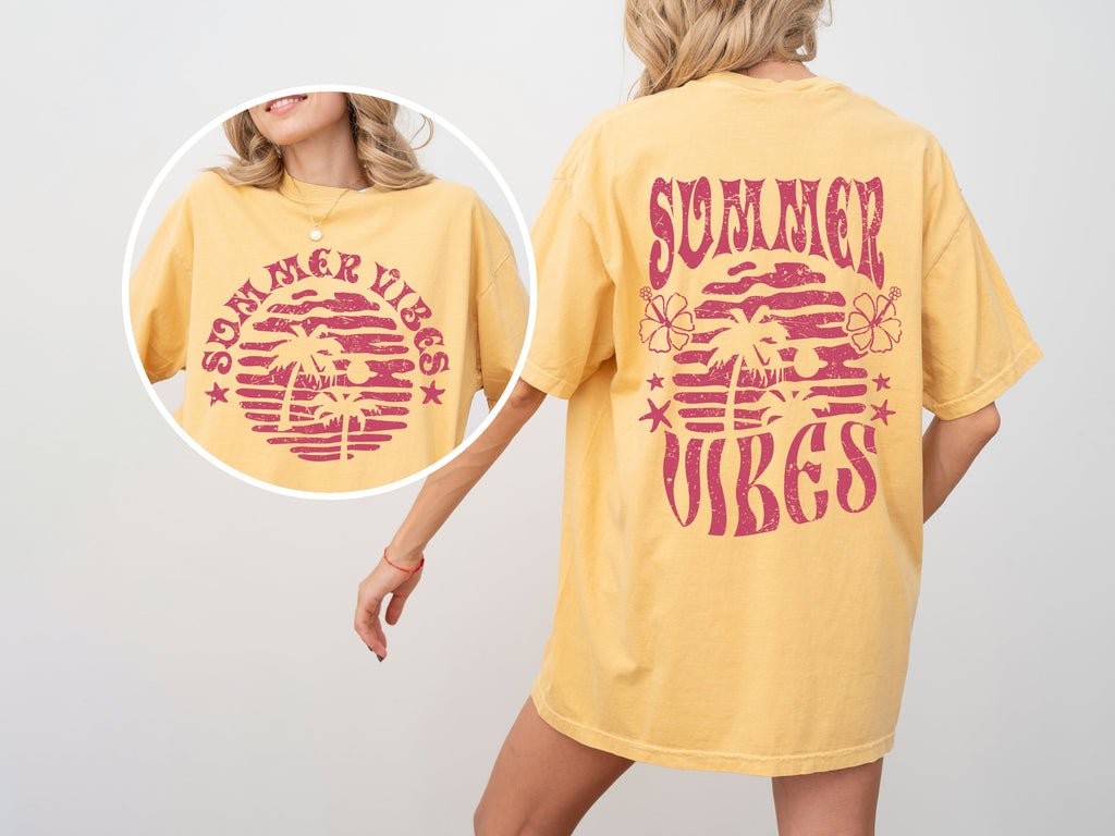 Summer Vibes Beach Fun Palm Tree Hot Girl Summer Comfort Colors Tee