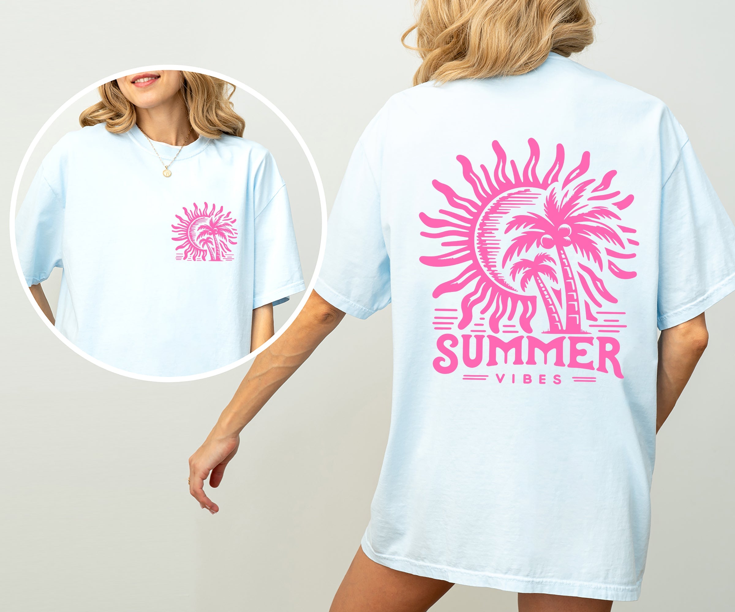 Summer Vibes Beach Please Palm Sunset Ocean Hot Girl Summer Vacation Comfort Colors Tee