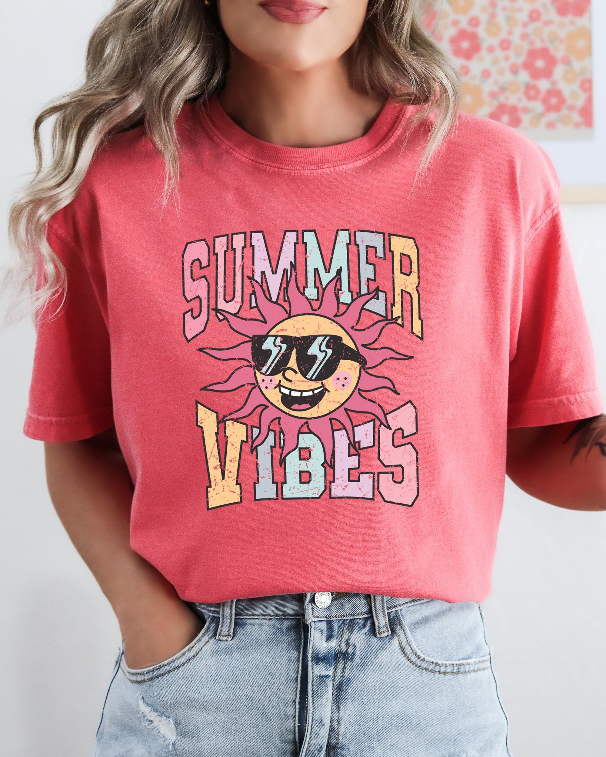 Summer Vibes Retro Hot Girl Summer Beach Vacation Edition Collection Comfort Colors Tee