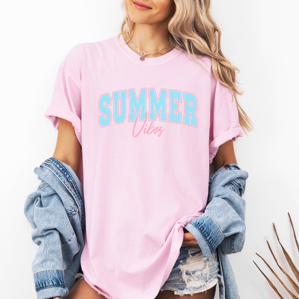 Summer Vibes, Two Tone, Retro, Varsity, Beach Edition Limited Release Comfort Colors Tee
