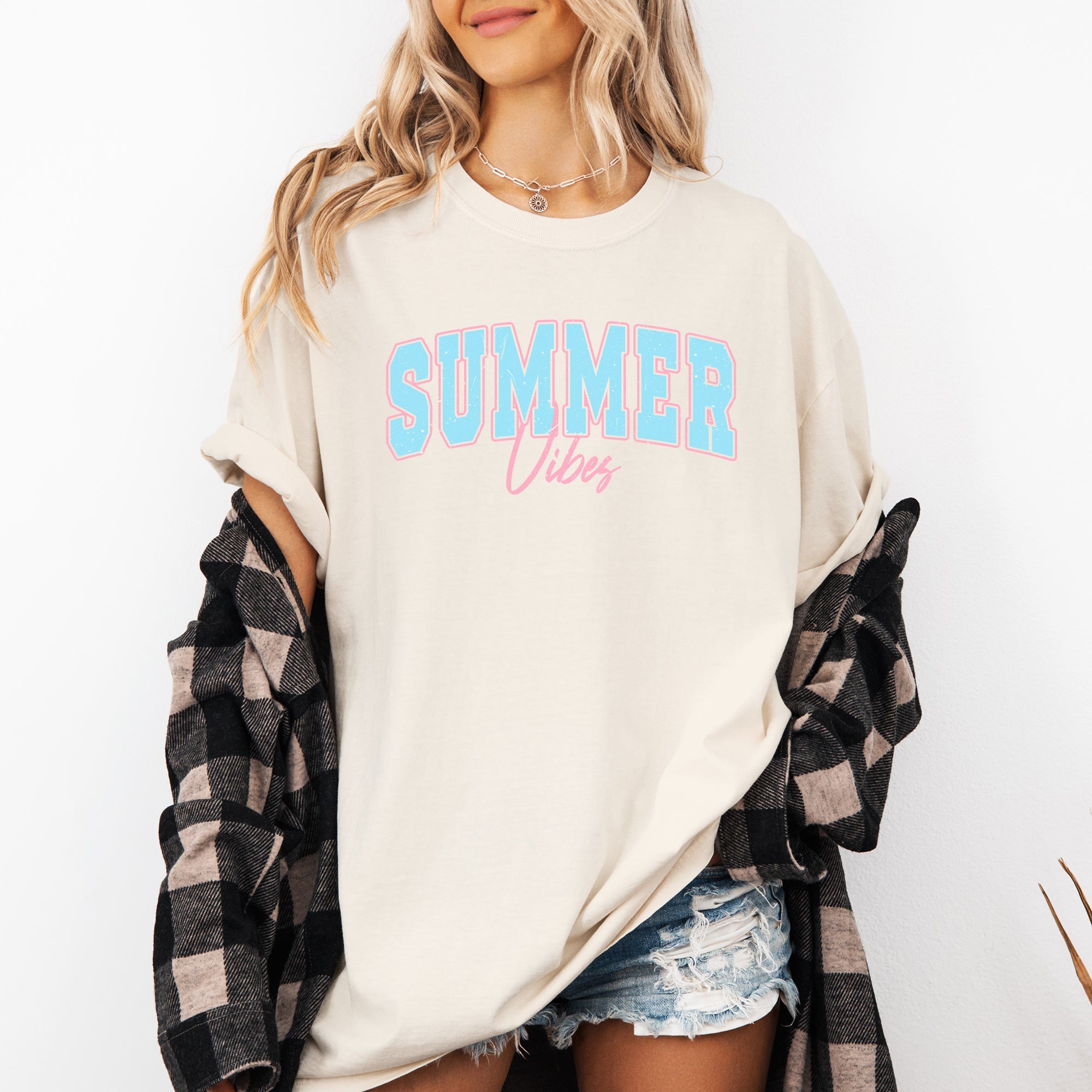 Summer Vibes, Two Tone, Retro, Varsity, Beach Edition Limited Release Comfort Colors Tee