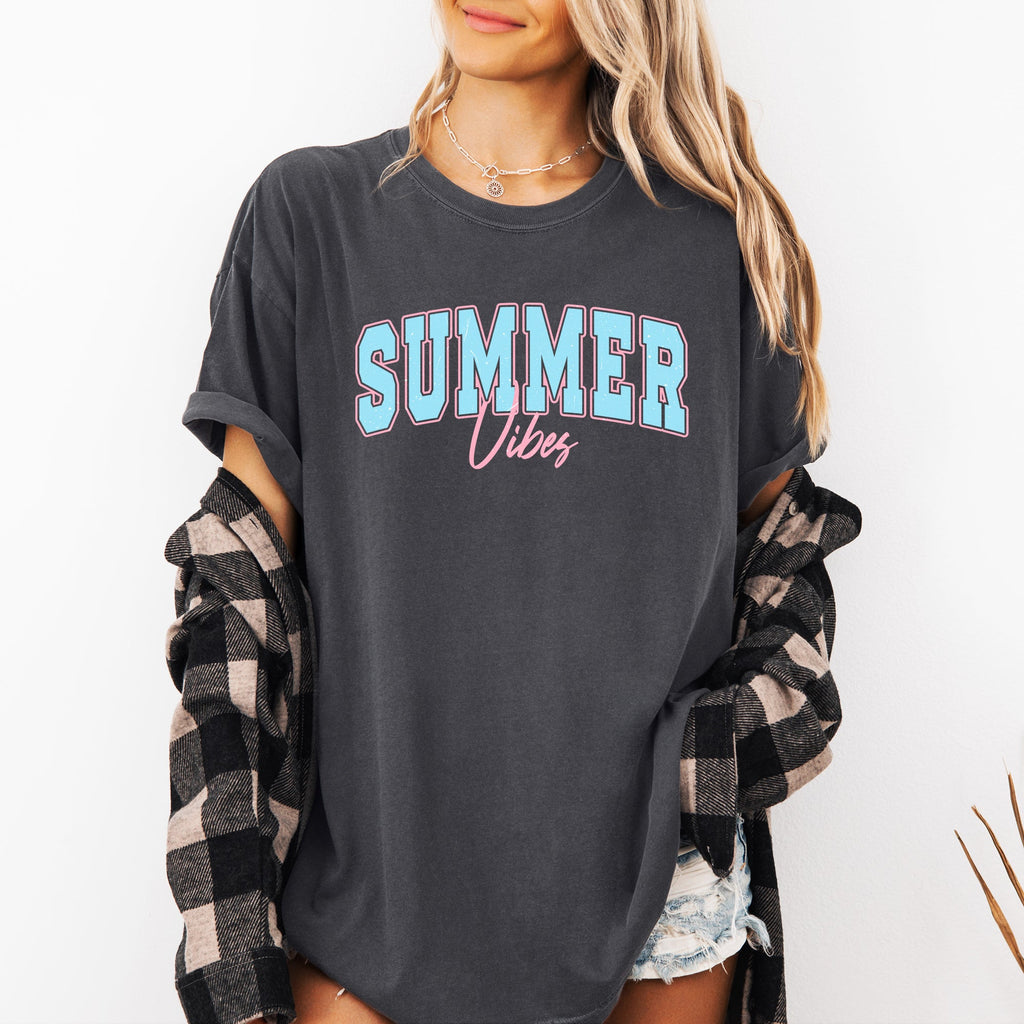 Summer Vibes, Two Tone, Retro, Varsity, Beach Edition Limited Release Comfort Colors Tee