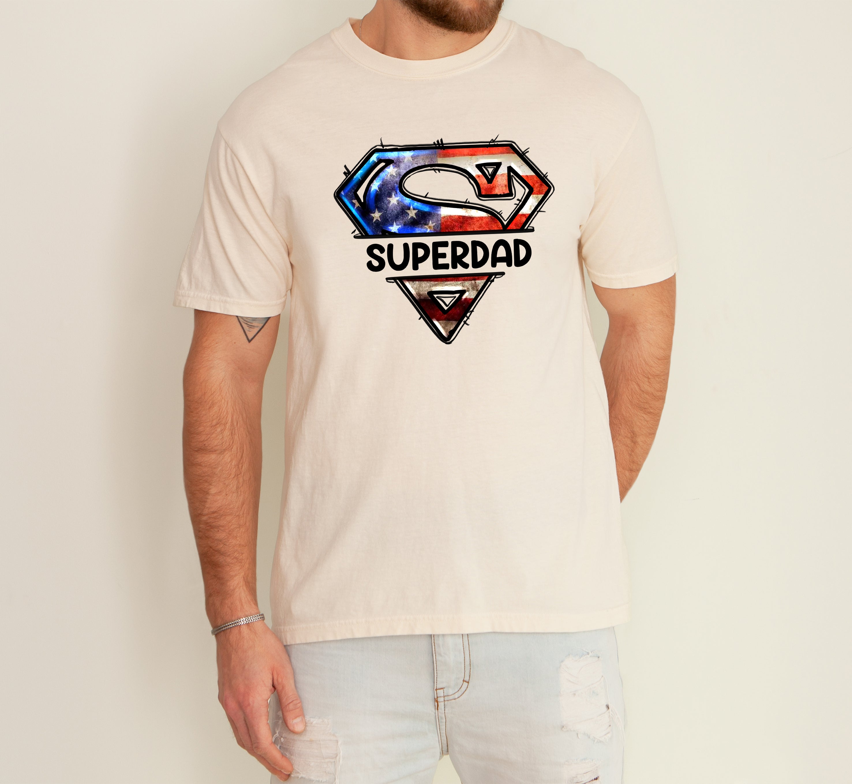 Superdad Father's Day USA Patriot Edition For Dads Who Lead With Heart And Hard Work Comfort Colors Tee