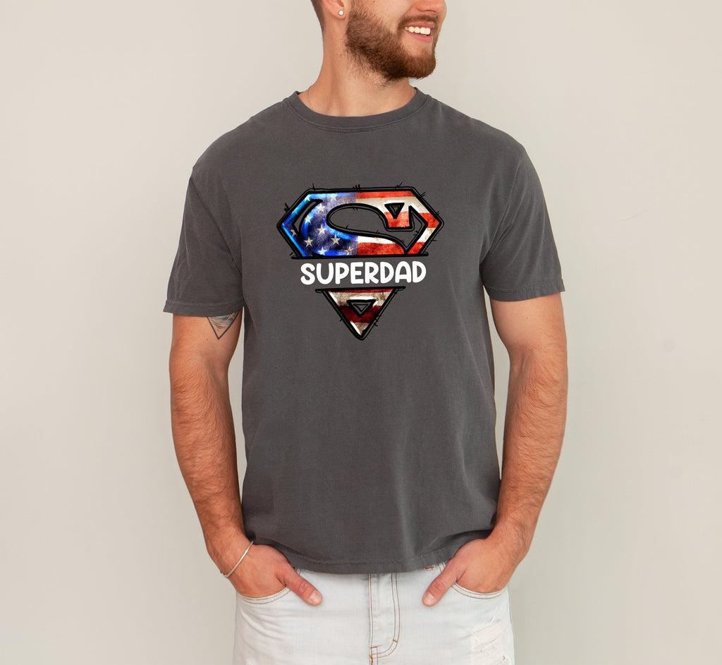 Superdad Father's Day USA Patriot Edition For Dads Who Lead With Heart And Hard Work Comfort Colors Tee