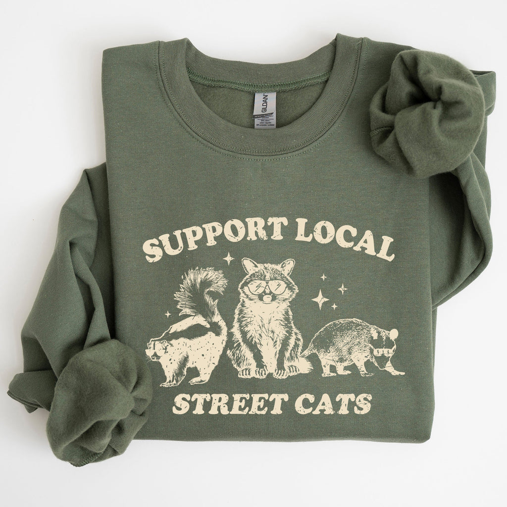 Support Local Street Cats Raccoon Skunk Possum Meme Sweatshirt For Animal Lovers