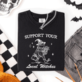 Support Your Local Witches Frog Halloween Witch Spooky Season Graphic Design Edition Comfort Colors Tee