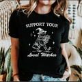 Support Your Local Witches Frog Halloween Witchy Spooky Haunted Night Sky Graphic Tee
