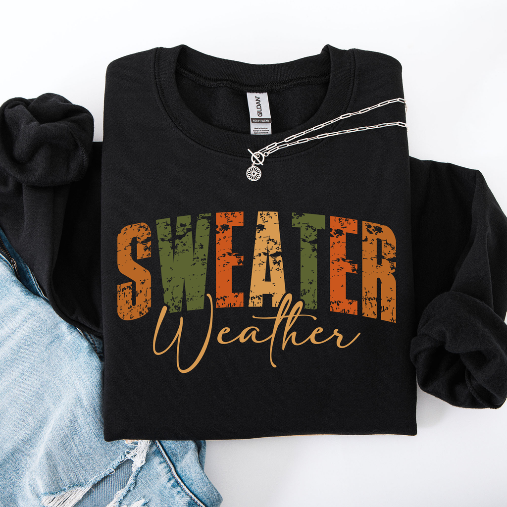 Sweater Weather Fall Retro Varsity Autumn Pumpkin Floral Cozy Floral Theme Sweatshirt
