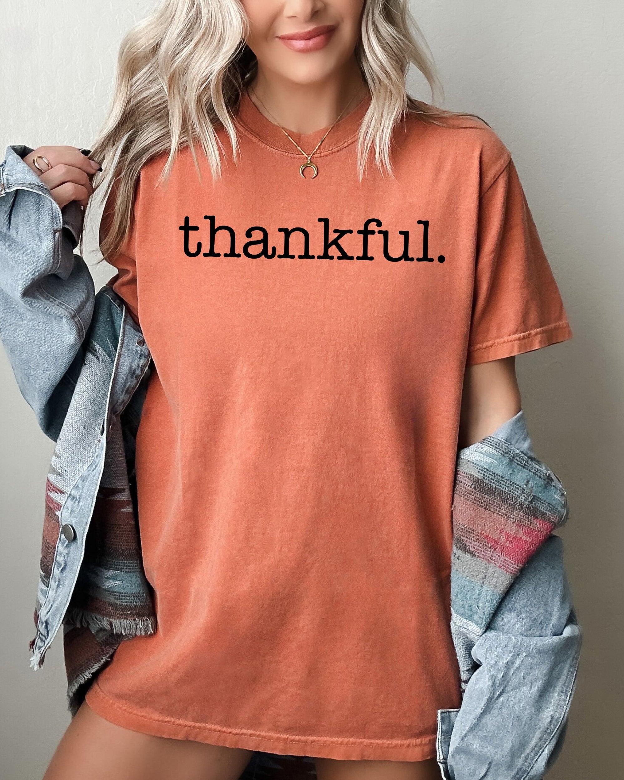 Thankful Minimal Simplicity Autumn Fall Halloween Thanksgiving Comfort Colors Tee
