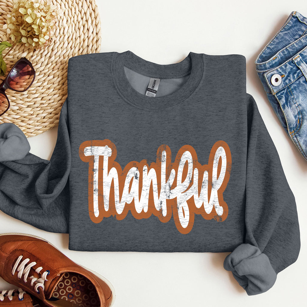 Thankful Thanksgiving Positivity Mental Health Vintage Wellness Message Sweatshirt