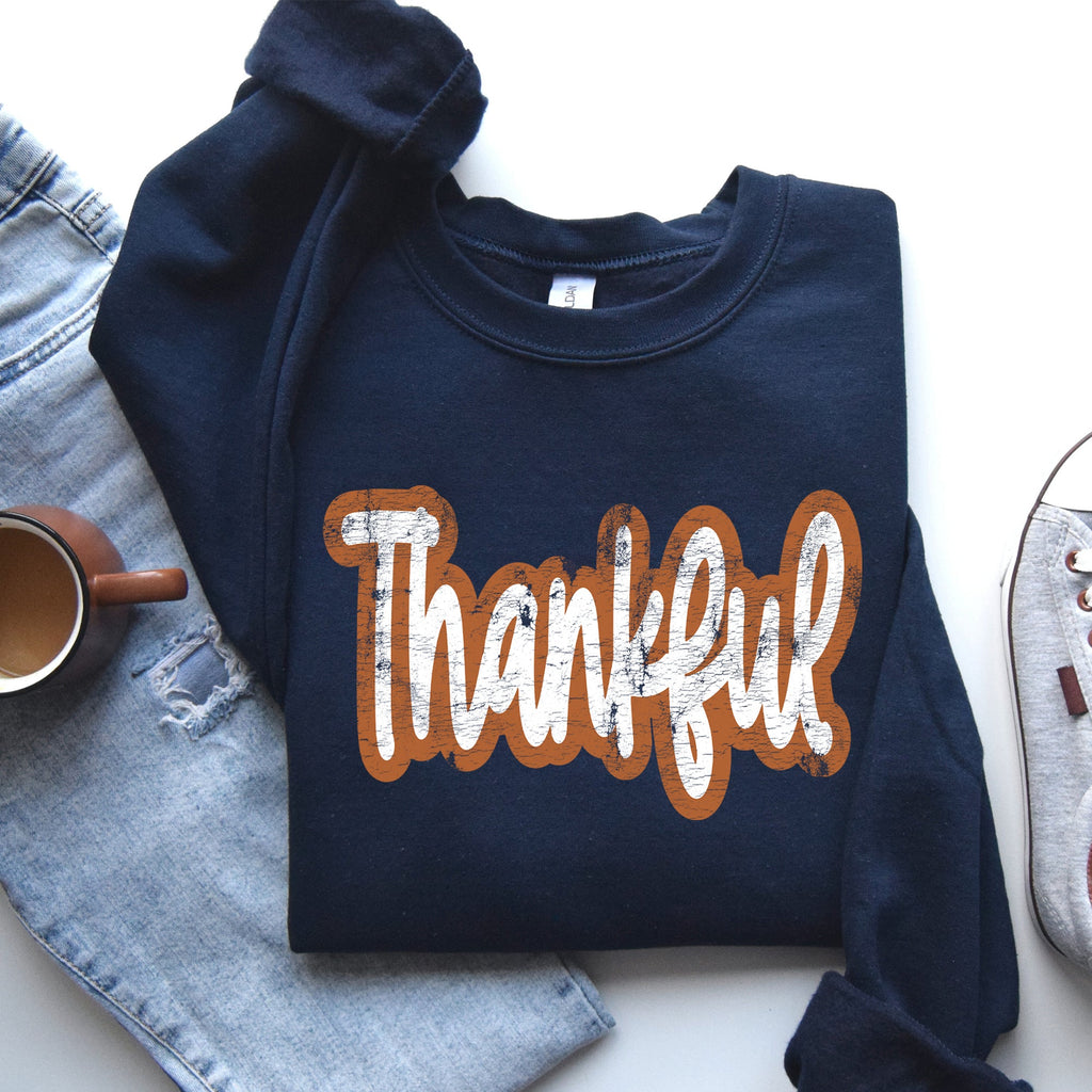 Thankful Thanksgiving Positivity Mental Health Vintage Wellness Message Sweatshirt