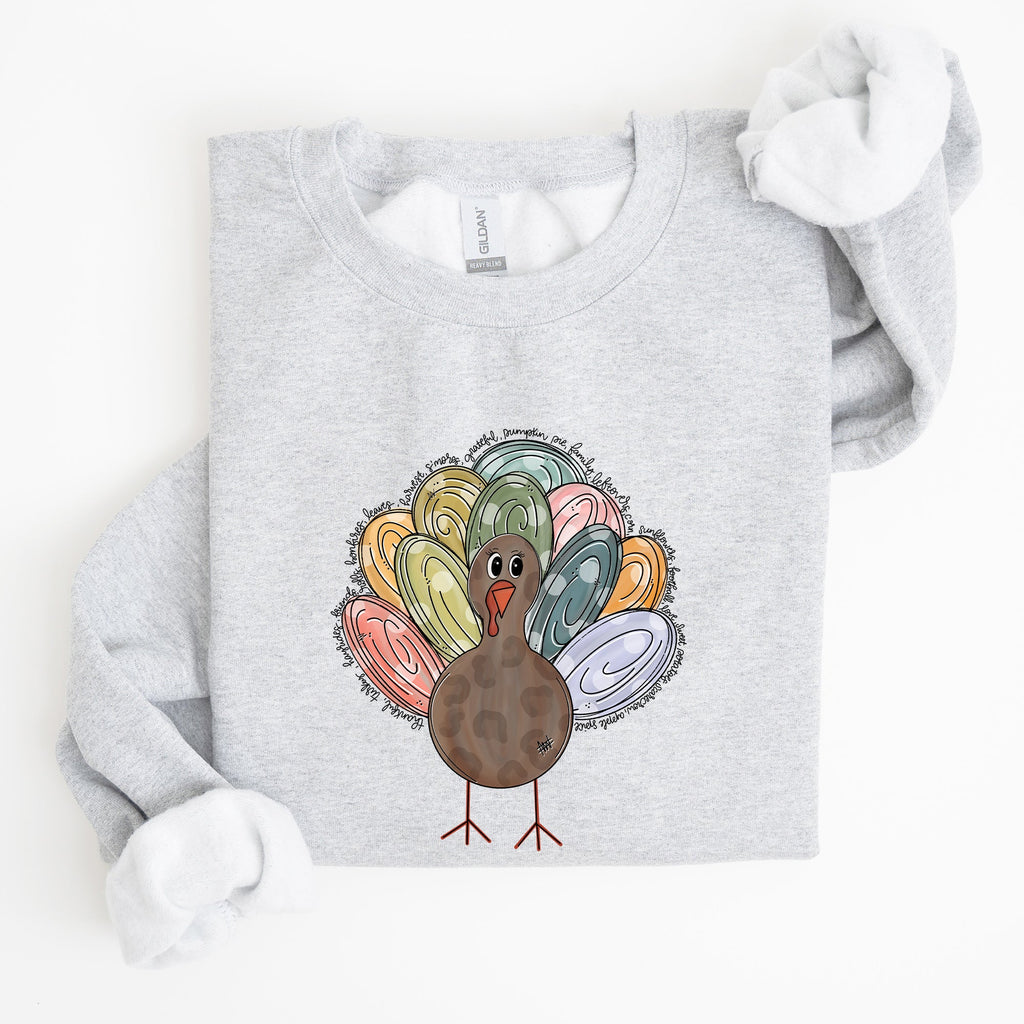 Thanksgiving Turkey Autumn Words Saying And Festive Phrases Collection Sweatshirt