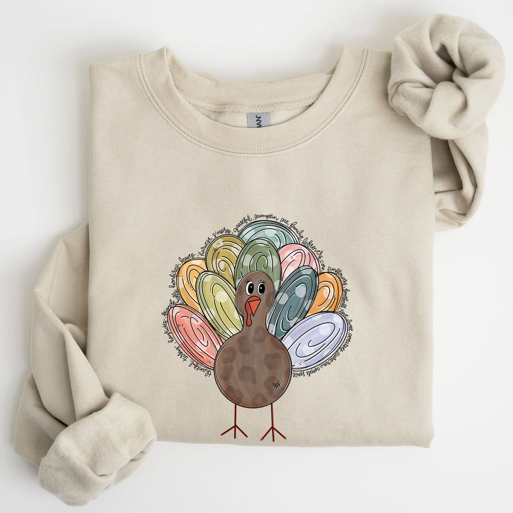 Thanksgiving Turkey Autumn Words Saying And Festive Phrases Collection Sweatshirt