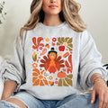 Thanksgiving Turkey Floral Boho Botanical Autumn Harvest Leaves Graphic Sweatshirt