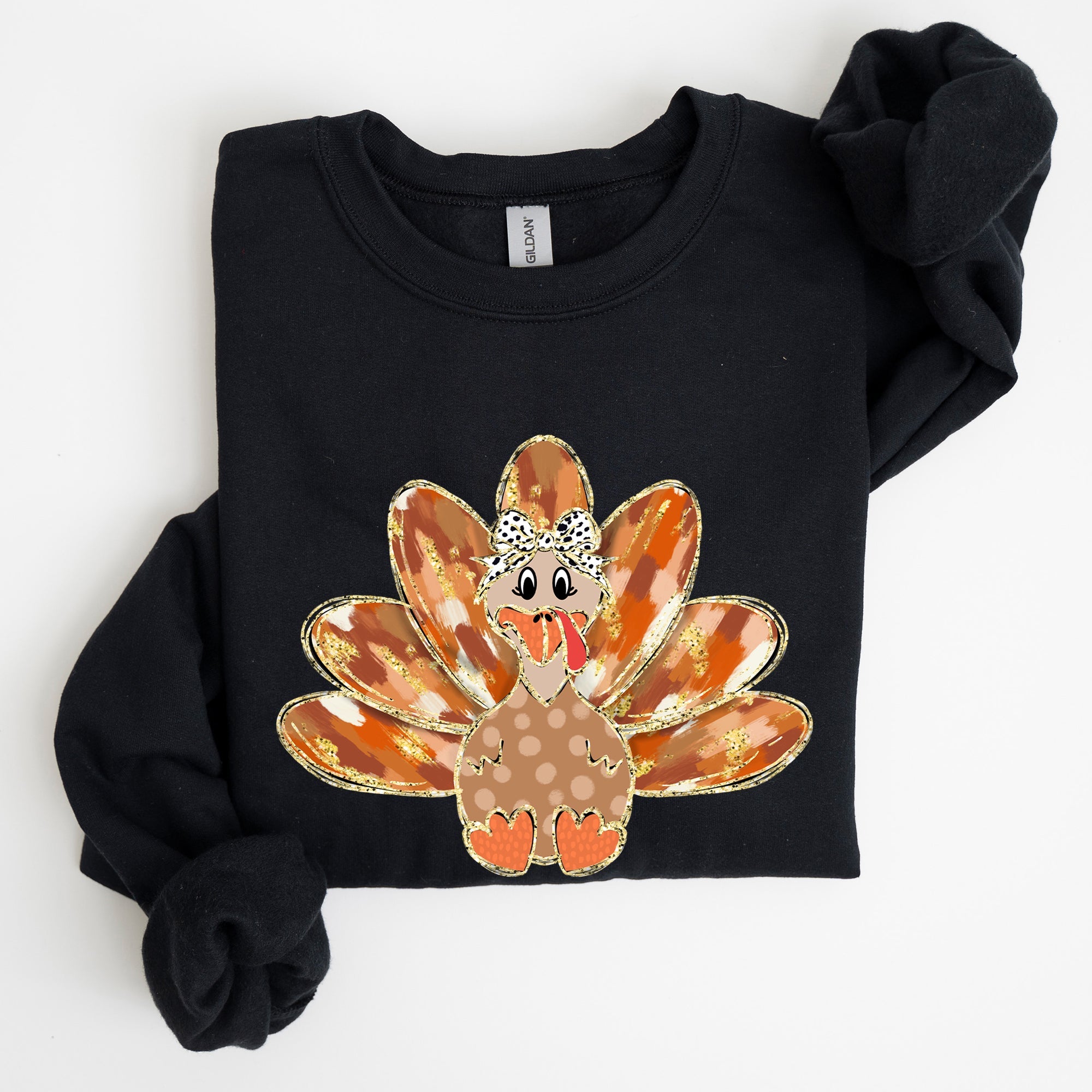 Thanksgiving Turkey Autumn Painted Graphic Fall Harvest Illustration Cozy Sweatshirt