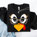 Thanksgiving Teacher Turkey Leopard Print Autumn Festive Cozy Classroom Style Sweatshirt