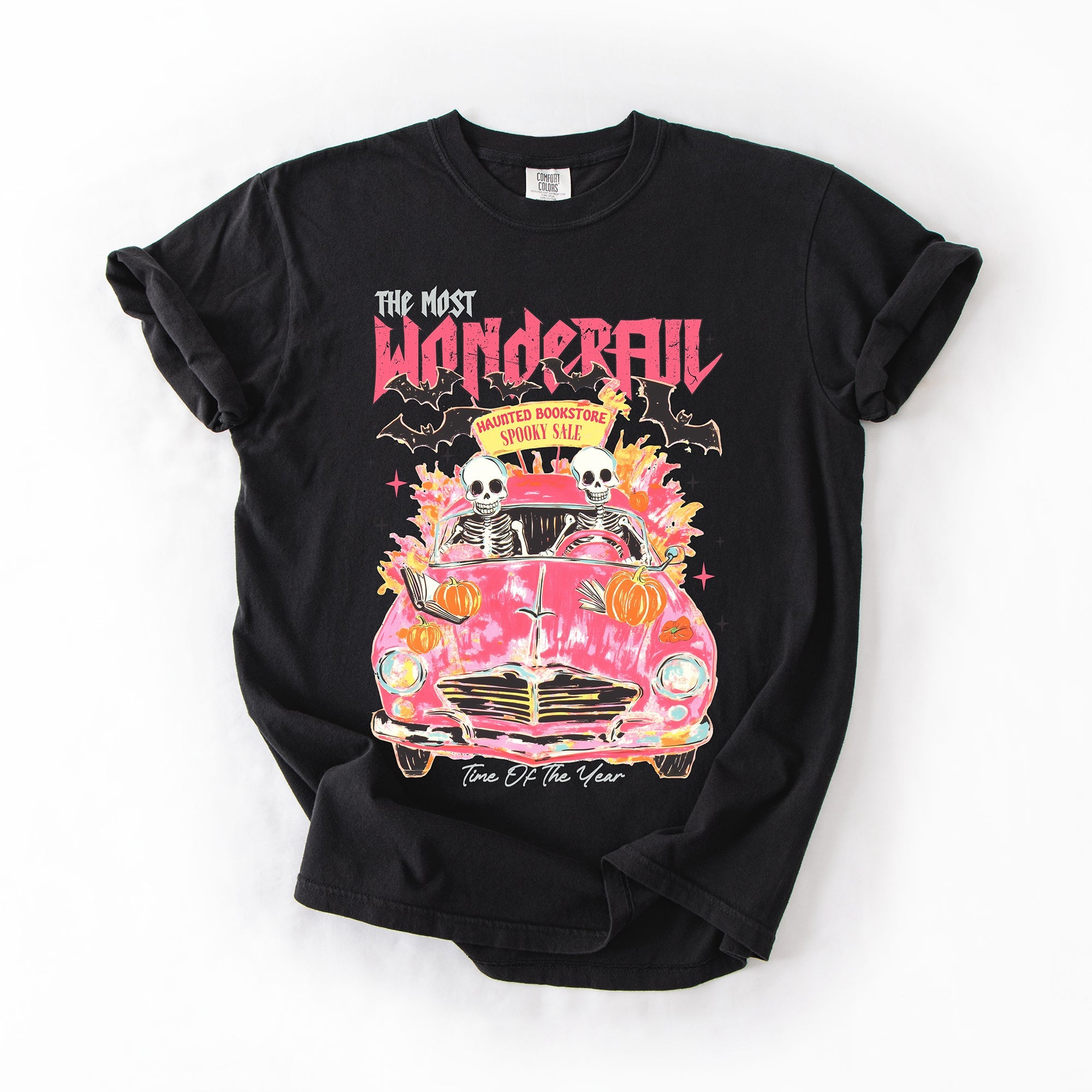 The Most Wonderful Time Of The Year Reading Skeletons Halloween Comfort Colors Tee