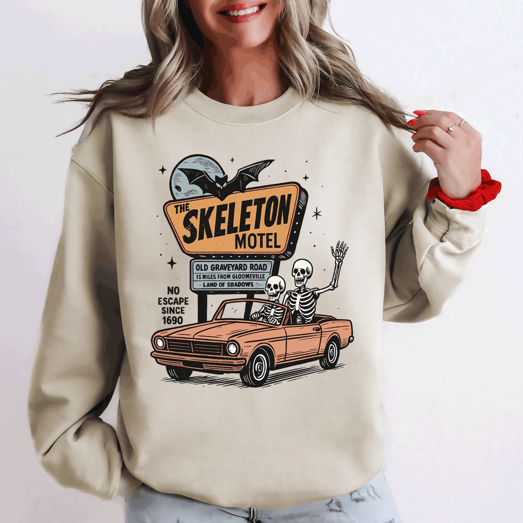 The Skeleton Motel Spooky Halloween Sweatshirt
