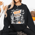 The Skellie Motel Skeleton Halloween Night Haunting Edition With Spooky Vibes And Retro Motel Aesthetic Sweatshirt