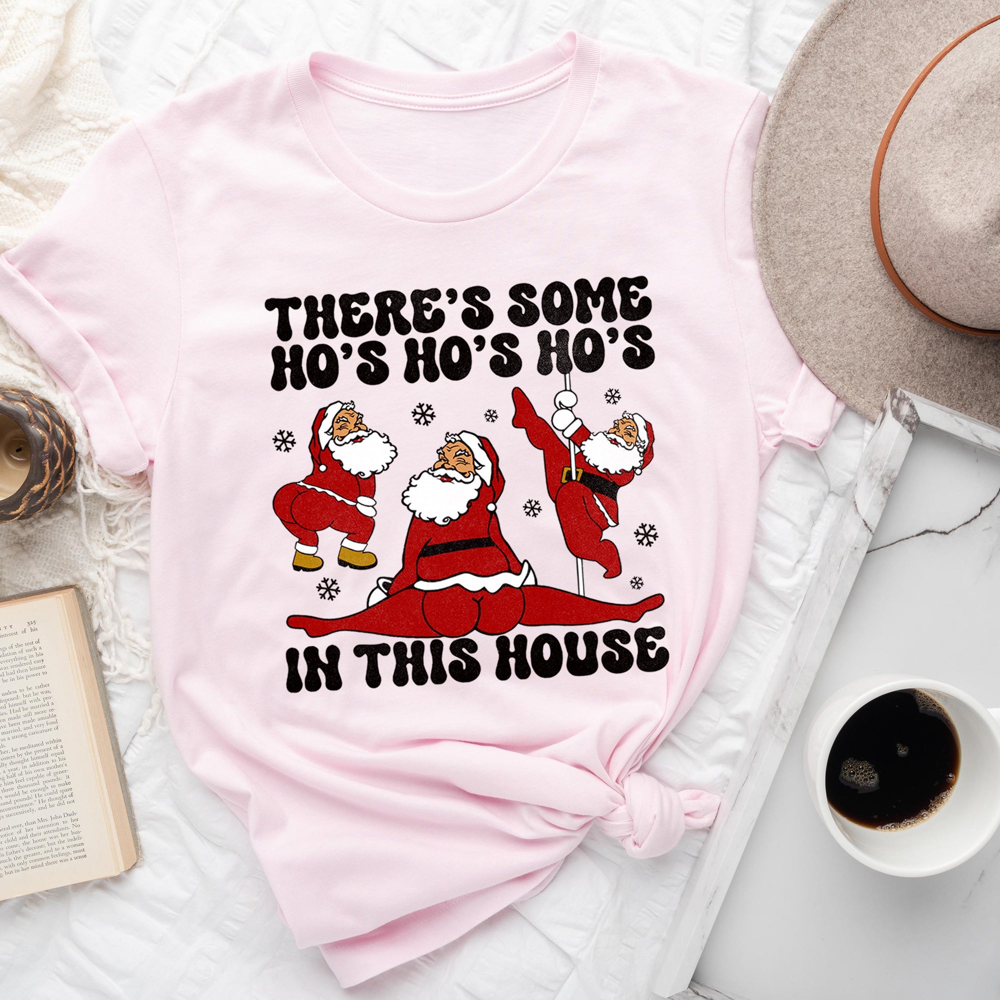 There's Some Ho's In This House Santa Dancing Twerk Retro Naughty Official Graphic Tee