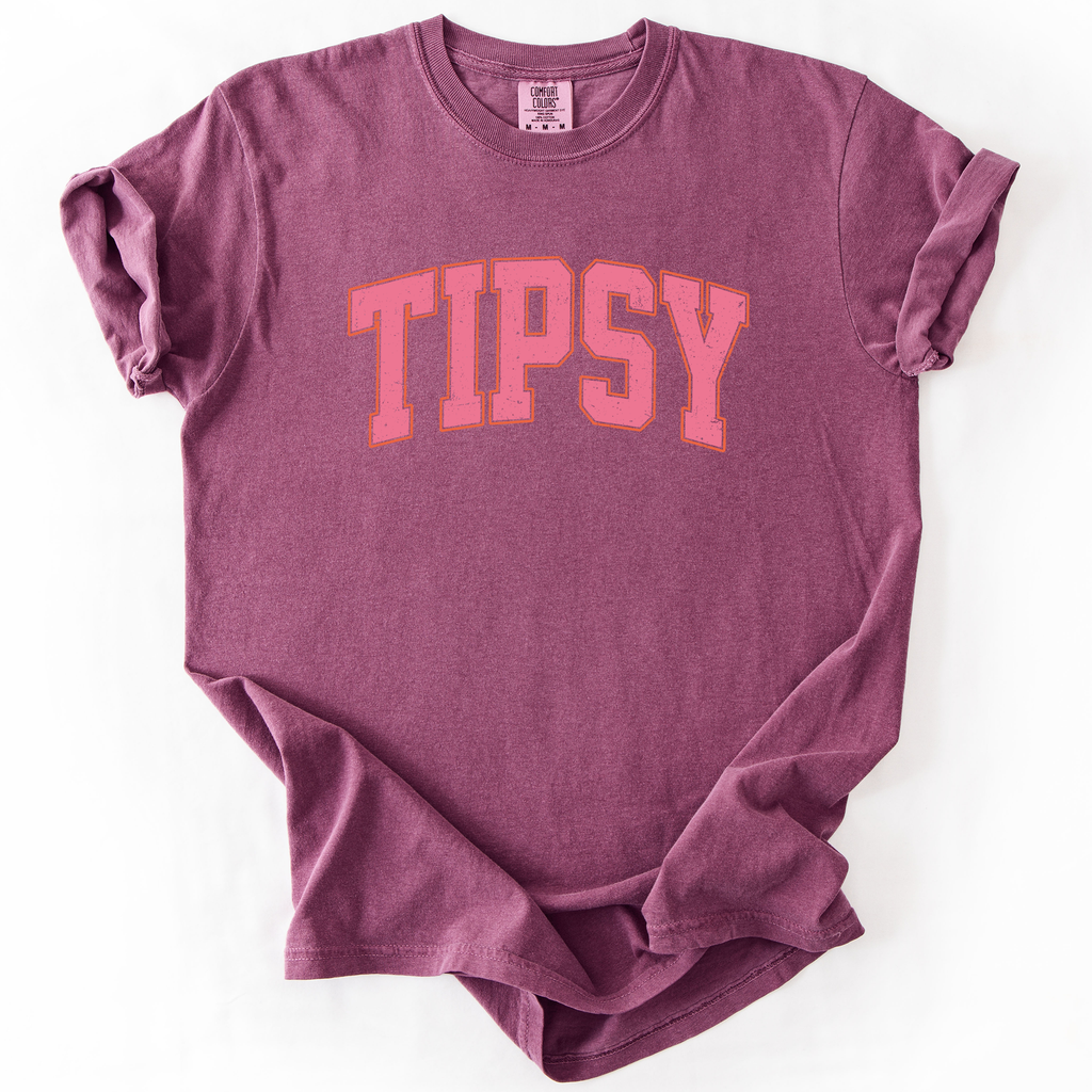 Tipsy Varsity Beach Sunshine Sarcastic Summer Vibe Edition Deluxe Comfort Colors Tee