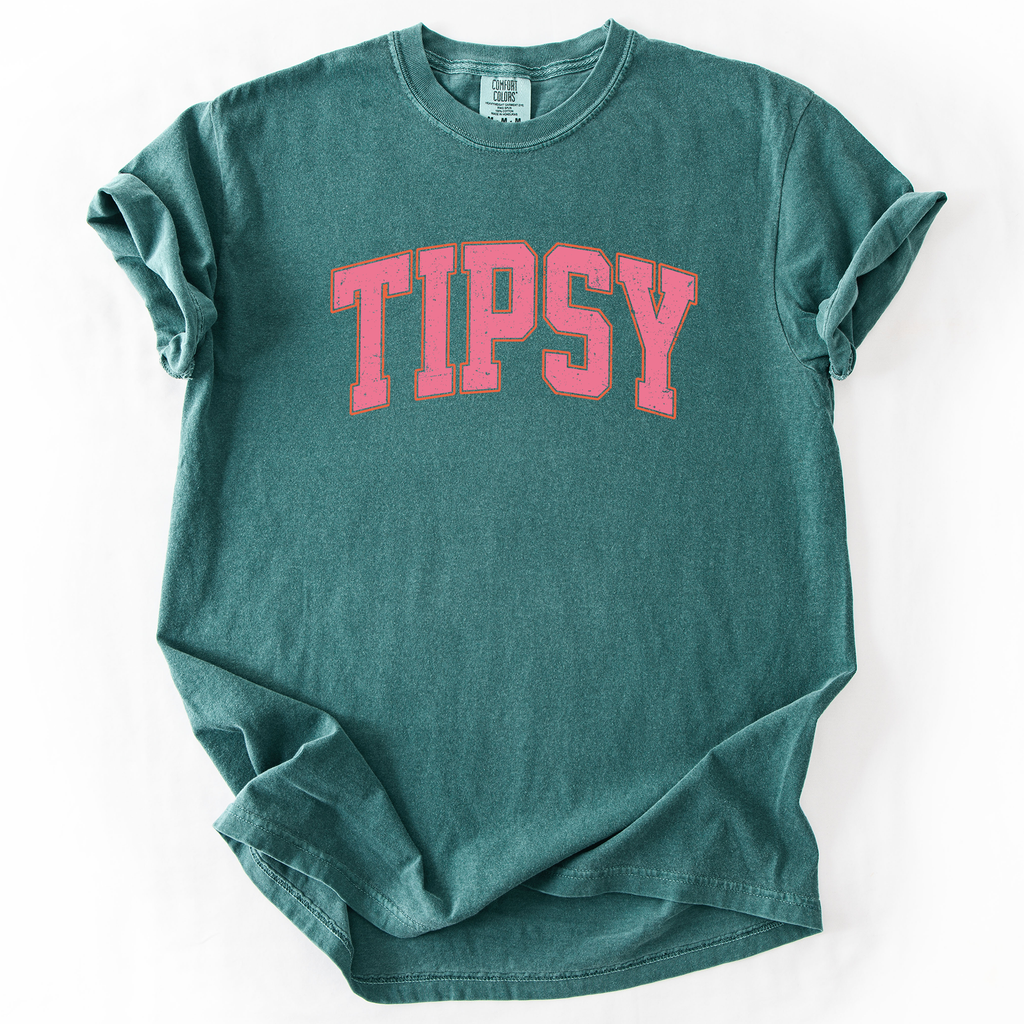Tipsy Varsity Beach Sunshine Sarcastic Summer Vibe Edition Deluxe Comfort Colors Tee