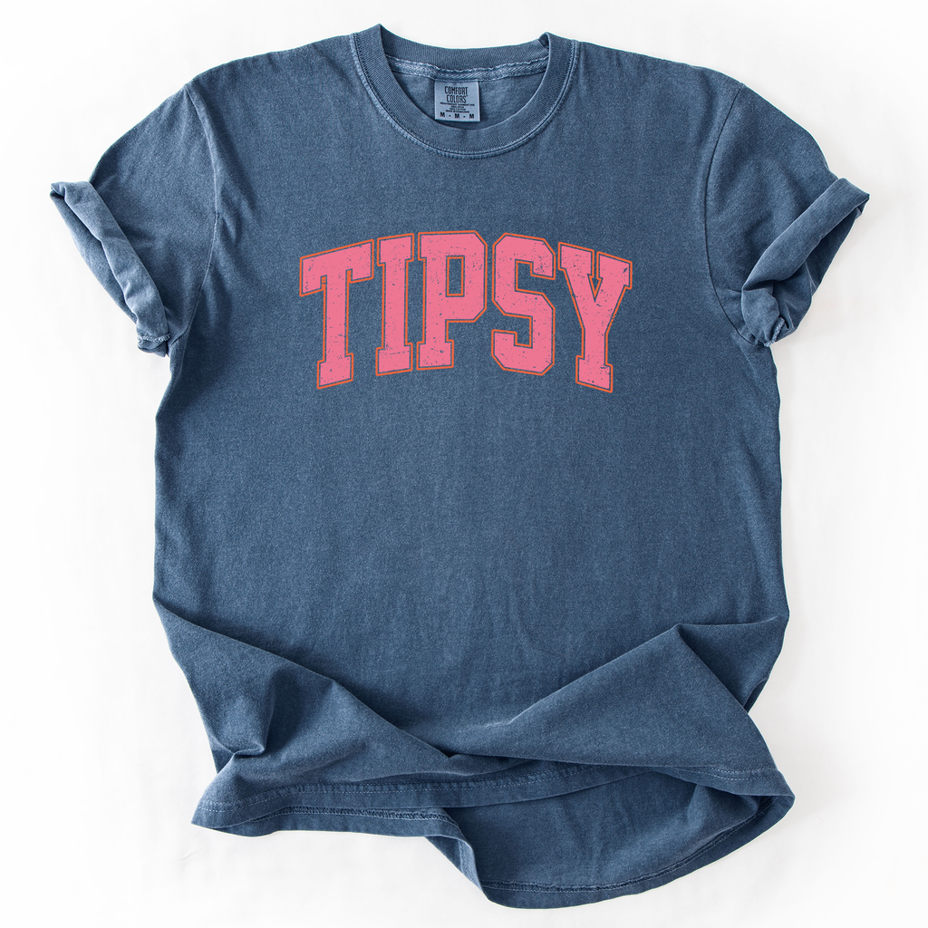 Tipsy Varsity Beach Sunshine Sarcastic Summer Vibe Edition Deluxe Comfort Colors Tee