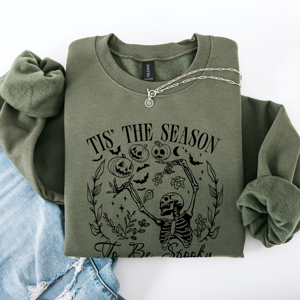 Tis The Season To Be Spooky Skeleton Halloween Retro Classic Ghoulish Festive Night Edition Sweatshirt
