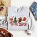 Tis The Season Christmas Football Santa Tree Coffee Winter Xmas Cozy Collection Sweatshirt