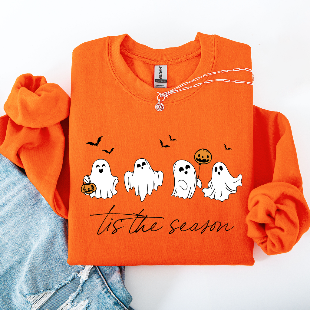 Tis The Season, Cute Ghosts Halloween Night Parade Of Friendly Phantoms In Cozy Autumn Glow Sweatshirt