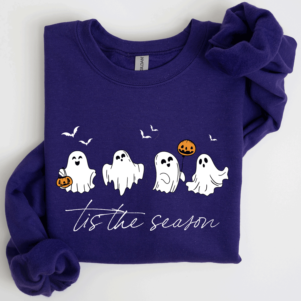 Tis The Season, Cute Ghosts Halloween Night Parade Of Friendly Phantoms In Cozy Autumn Glow Sweatshirt