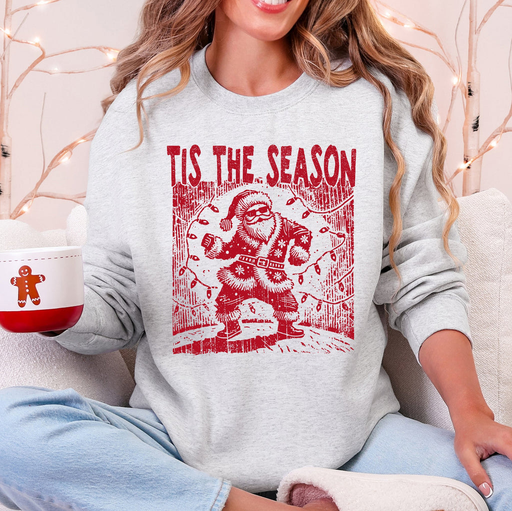 Tis The Season Dancing Santa Geese Christmas Parade Vintage Holiday Party Retro Sweatshirt