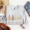 Tis The Season Doodle Christmas Trees Pastels Cozy Holiday Doodle Artwork Sweatshirt