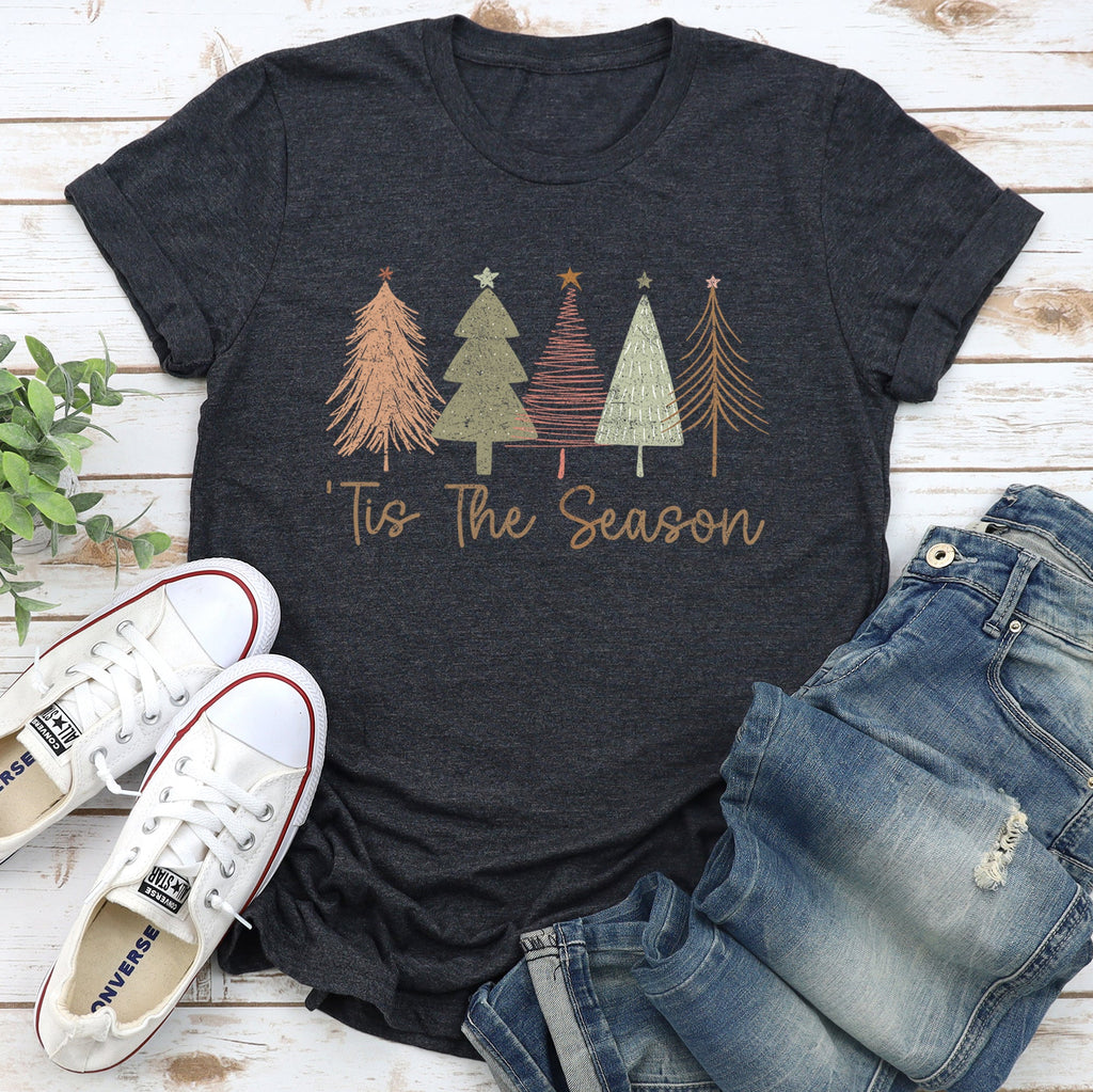 Tis The Season Doodle Christmas Trees Pastels Soft Comfy Winter Holiday Art Inspired By Cozy Moments Graphic Tee