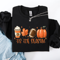 Tis The Season Football Game Day Pumpkin Coffee Autumn Fall Cozy Weather Sweatshirt