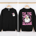 Tis The Season Retro Santa Checkered Front And Back Graphic Vintage Holiday Sweatshirt
