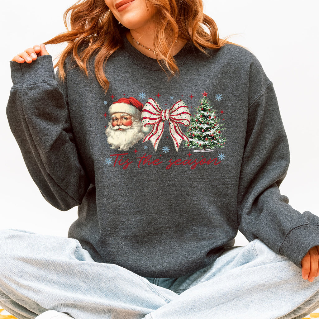 Tis The Season, Santa, Christmas Tree Graphic Sweatshirt