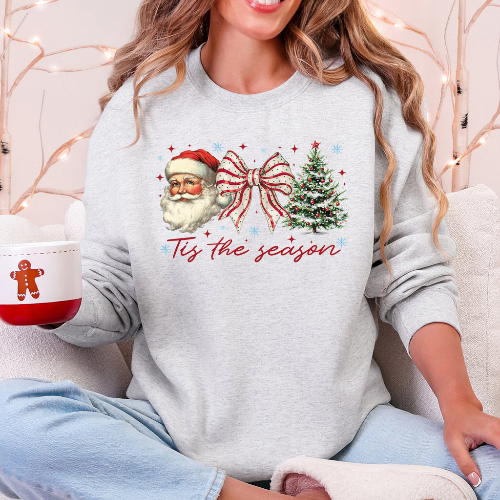 Tis The Season, Santa, Christmas Tree Graphic Sweatshirt