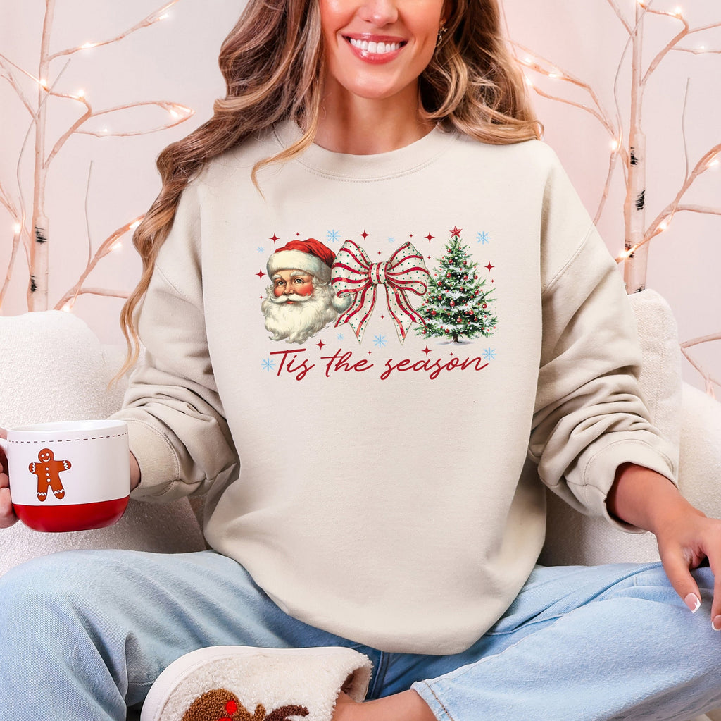 Tis The Season, Santa, Christmas Tree Graphic Sweatshirt