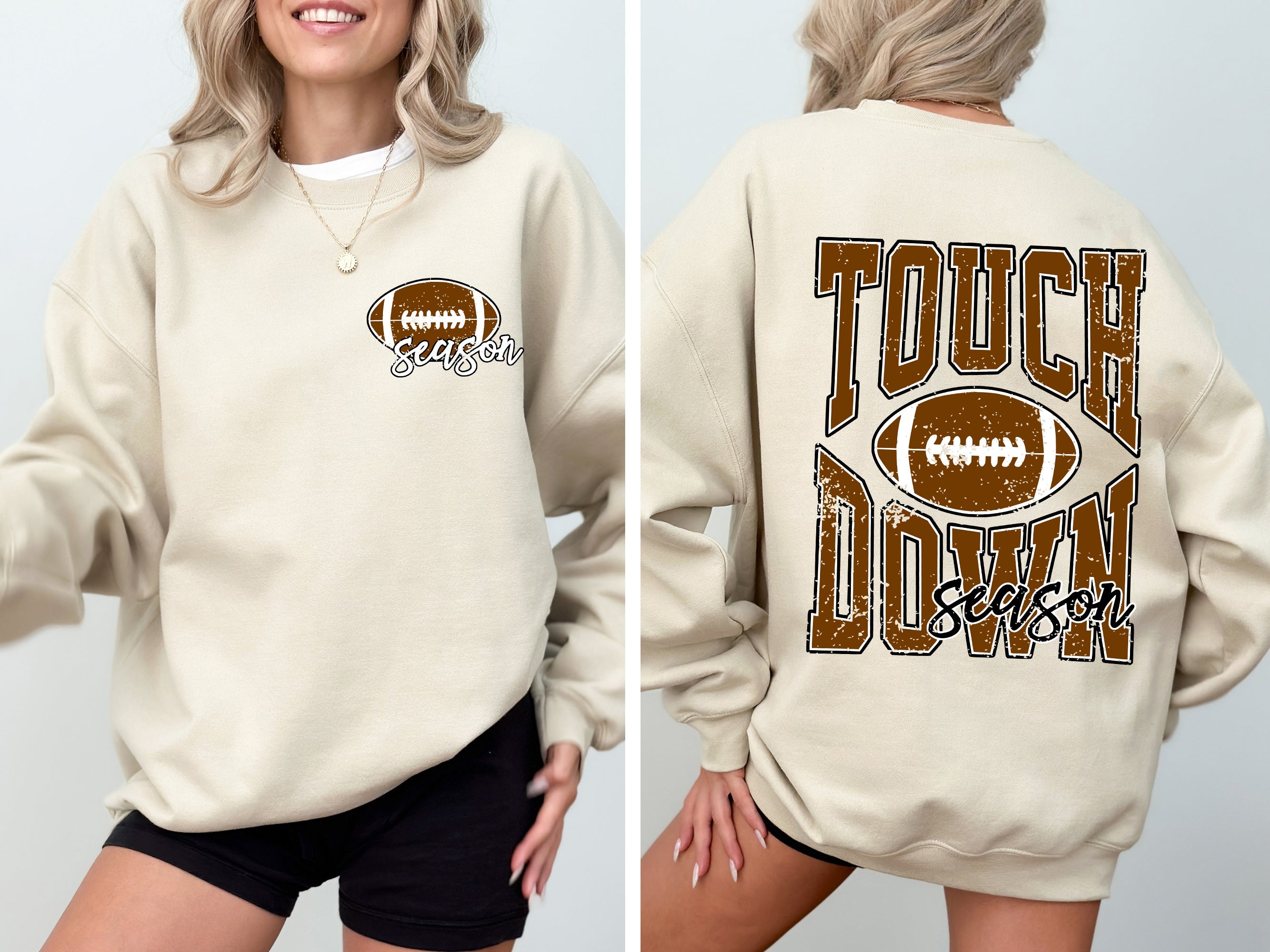 Touchdown Season Front And Back Football Game Day Tailgate Party For Sports Fans Sweatshirt